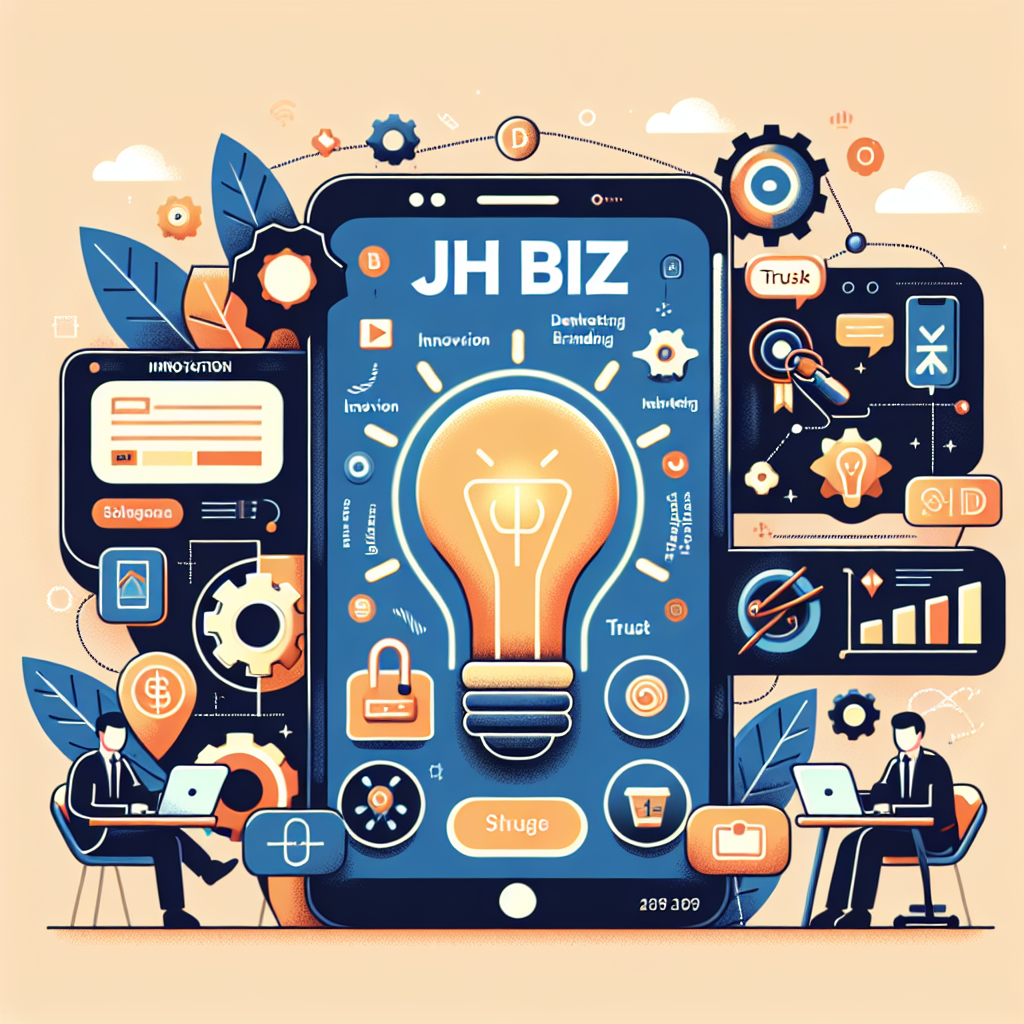 제이에이치비즈 앱개발 및 마케팅 브랜드: 혁신과 신뢰의 상징 - DALL-E 이미지 3